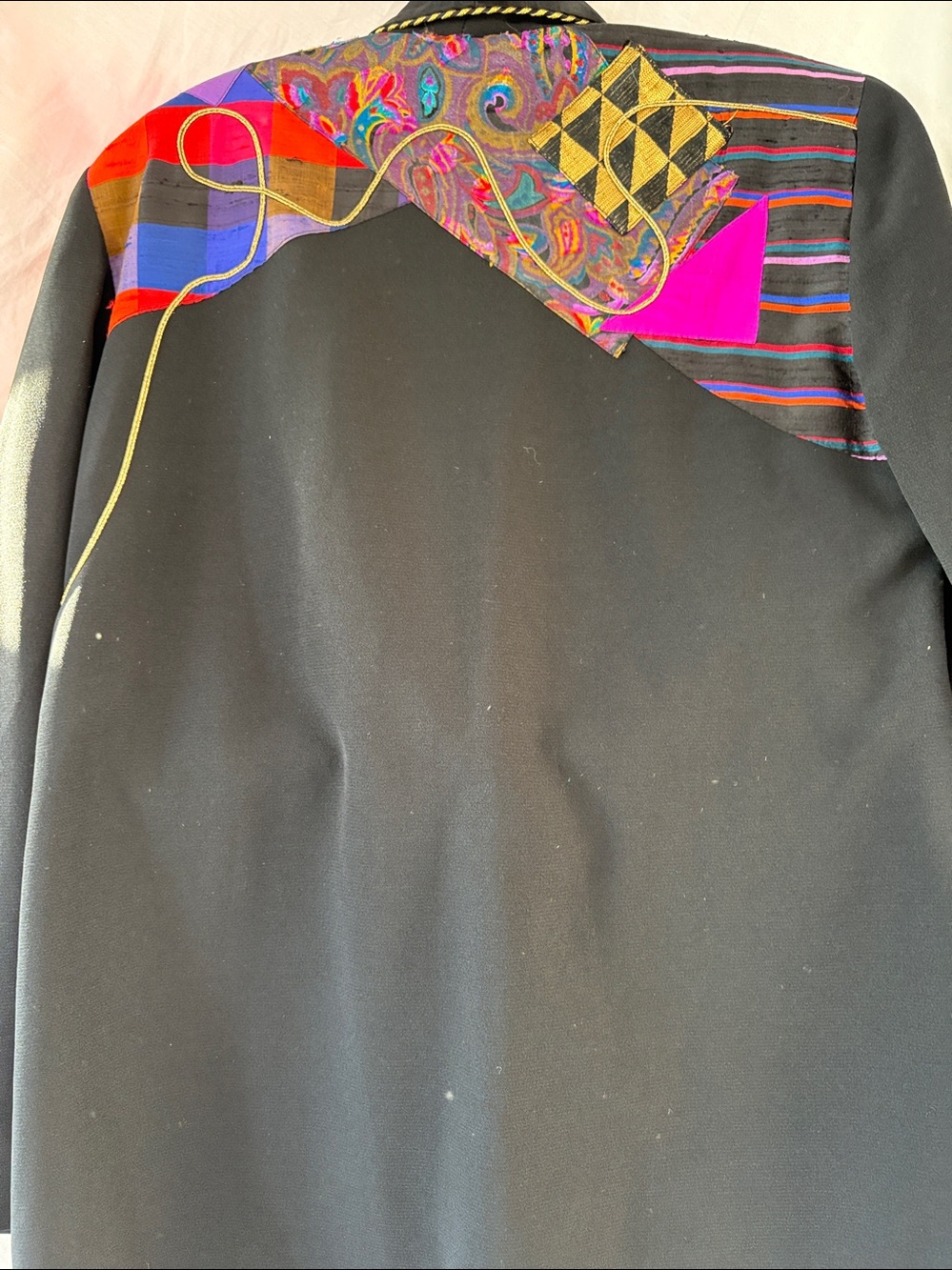 Canvasback by L.L. Bean Women's Black Blazer with Multicolor Patchwork Accents - Picture 4 of 4